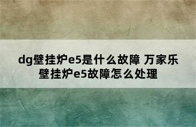 dg壁挂炉e5是什么故障 万家乐壁挂炉e5故障怎么处理